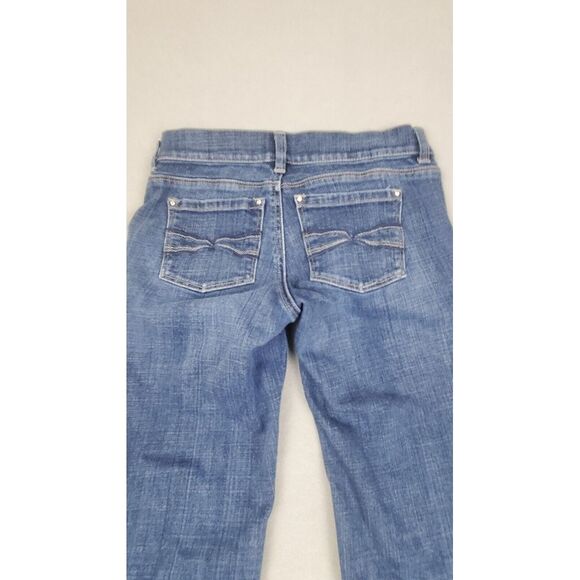 White House Black Market Jeans 26 Blue Flare Noir Stretch Dark‎ Wash - Picture 8 of 11